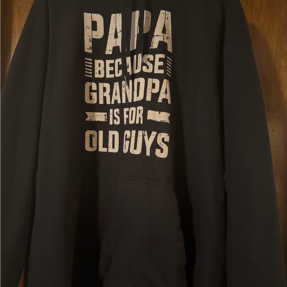 Port and Company Black Hoodie with White Text